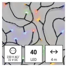 EMOS LED vianočná reťaz, 4 m, vonkajšia aj vnútorná, multicolor, časovač