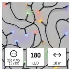 EMOS LED vianočná reťaz, 18 m, vonkajšia aj vnútorná, multicolor, časovač