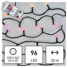 EMOS LED vianočná reťaz, 10 m, vonkajšia aj vnútorná, RGB, ovládač, programy, časovač