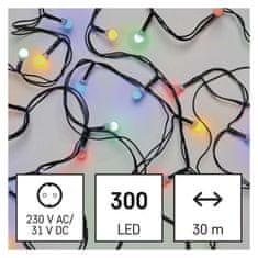 EMOS LED vianočná cherry reťaz – guličky, 30 m, vonkajšia aj vnútorná, multicolor, časovač