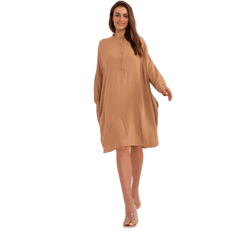 ITALY MODA Dámske šaty v midi dĺžke HITA hnedé DHJ-SK-15506A.94P_401566 Univerzálne