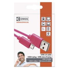 EMOS Nabíjací a dátový kábel USB-A 2.0 / micro USB-B 2.0, 1 m, ružový