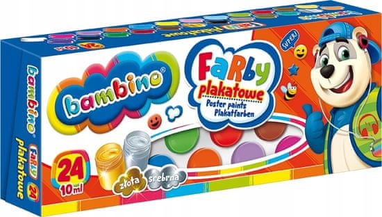 BAMBINO Plagátové farby 24 farieb 10 ml