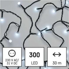 EMOS LED vianočné cherry reťaz – guličky, 30 m, vonkajšie aj vnútorné, studená biela, časovač
