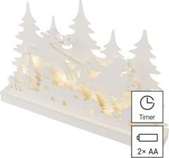 EMOS LED dekorace dřevěná – vánoční vesnička, 31 cm, 2x AA, vnitřní, teplá bílá, časovač