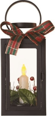 EMOS LED dekorácia – vianočný lampáš so sviečkou čierna, 20 cm, 3x AAA, vnútorné, vintage
