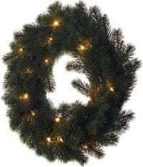 EMOS LED vianočný veniec, 40 cm, 2x AA, vnútorná, teplá biela, časovač