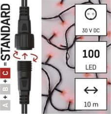 EMOS Štandard LED spojovacia vianočná reťaz, 10 m, vonkajšia aj vnútorná, červená