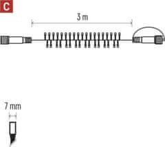 EMOS Profi LED spojovacia reťaz čierny - ježko, 3 m, vonkajšia aj vnútorná, studená biela