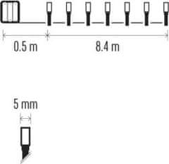 EMOS LED vianočná reťaz, 8,4 m, 3x AA, vonkajšia aj vnútorná, teplá biela, časovač