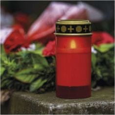 EMOS LED cintorínska sviečka červená, 2x C, vonkajšia aj vnútorná, teplá biela, časovač
