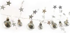 EMOS LED vánoční girlanda, stříbrné koule s hvězdami 1,9 m, 2x AA, vnitřní, teplá bílá, časovač