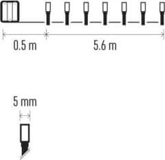 EMOS LED vianočná reťaz, 5,6 m, 3x AA, vonkajšia aj vnútorná, teplá biela, časovač