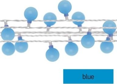 EMOS LED svetelná cherry reťaz – guličky 2,5 cm, 4 m, vonkajšie aj vnútorné, modrá, časovač