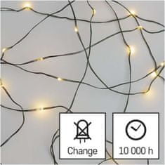 EMOS LED vianočné nano reťaz zelená, 15 m, vonkajšia aj vnútorná, teplá biela, časovač