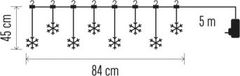 EMOS LED vianočný záves – snehové vločky, 84 cm, vonkajšie aj vnútorné, teplá biela