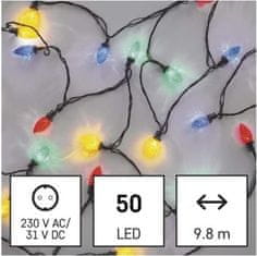 EMOS LED vianočná reťaz, farebné žiarovky, 9,8 m, multicolor, multifunkcia