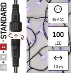 EMOS Štandard LED spojovacia vianočná reťaz, 10 m, vonkajšia aj vnútorná, fialová