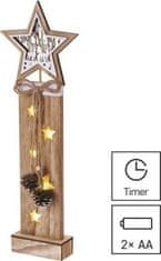 EMOS LED dekorácia drevená - hviezdy, 48 cm, 2x AA, vnútorná, teplá biela, časovač