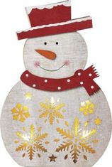 EMOS LED vianočný snehuliak drevený, 30 cm, 2x AA, vnútorná, teplá biela, časovač
