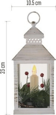 EMOS LED dekorace – vánoční lucerna se svíčkou, 23 cm, 3x AAA, vnitřní, vintage