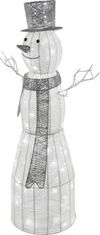 EMOS LED vianočný snehuliak ratanový, 124 cm, vnútorná, studená biela, časovač