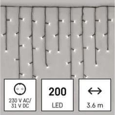 EMOS LED vianočné cencúle, 3,6 m, vonkajšie aj vnútorné, studená biela, programy