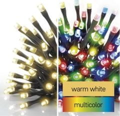 EMOS LED vianočná reťaz 2v1, 10 m, vonkajšia aj vnútorná, teplá biela/multicolor, programy