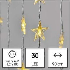 EMOS LED vianočný záves – hviezdy, 120x90 cm, vonkajšie aj vnútorné, teplá biela, časovač