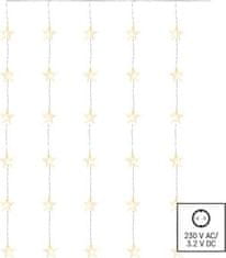 EMOS LED vianočný záves – hviezdy, 120x90 cm, vonkajšie aj vnútorné, teplá biela, časovač