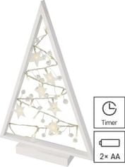 EMOS LED dekorace – svítící stromeček s ozdobami, 40 cm, 2x AA, vnitřní, teplá bílá, časovač
