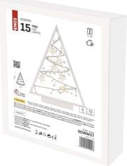 EMOS LED dekorace – svítící stromeček s ozdobami, 40 cm, 2x AA, vnitřní, teplá bílá, časovač