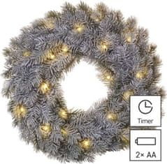 EMOS LED dekorácia - adventný veniec, 40 cm, 2x AA, vnútorná, teplá biela, časovač