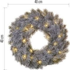 EMOS LED dekorácia - adventný veniec, 40 cm, 2x AA, vnútorná, teplá biela, časovač