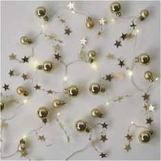 EMOS LED vánoční girlanda – zlaté koule s hvězdami, 1,9 m, 2x AA, vnitřní, teplá bílá, časovač