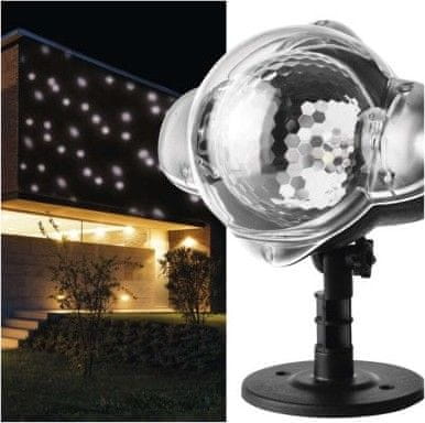 EMOS LED dekoratívny projektor – padajúce vločky, vonkajšie aj vnútorné, biela