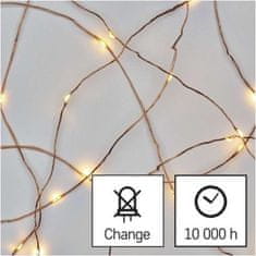 EMOS LED vianočná nano reťaz, 1,9 m, 2x AA, vnútorná, teplá biela, časovač