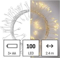 EMOS LED vianočná nano reťaz - ježko, 2,4 m, 3x AA, vnútorná, teplá biela, časovač