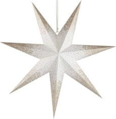 EMOS Vianočná hviezda papierová závesná so zlatými trblietkami na okrajoch, biela, 60 cm, vnútorná
