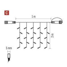 EMOS Standard LED spojov. vianočná reťaz – záclona, 1x2 m, vonkajšia, studená biela