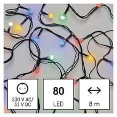 EMOS LED vianočná cherry reťaz – guličky, 8 m, vonkajšia aj vnútorná, multicolor, programy