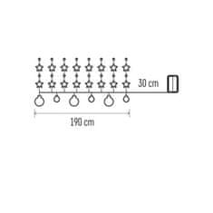 EMOS LED vianočná girlanda – strieborné guličky, 1,9 m, 2x AA, vnútorný, teplá biela, časovač