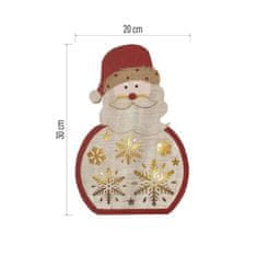 EMOS LED dekorácia drevená – Santa, 30 cm, 2x AA, vnútorná, teplá biela, časovač