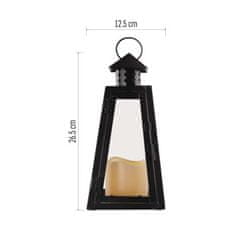 EMOS LED lampáš čierny, hranatý, 26,5 cm, 3x AAA, vnútorný, vintage