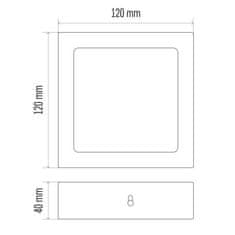 EMOS LED panel 120×120, štvorcový prisadený biely, 6W neutr. b.