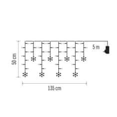 EMOS LED vianočný záves – vločky, 135x50 cm, vnútorná, studená biela