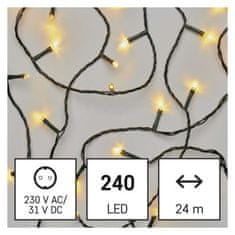 EMOS LED vianočná reťaz, 24 m, vonkajšia aj vnútorná, teplá biela, časovač