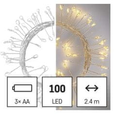 EMOS LED vianočná nano reťaz – ježko, 2,4 m, 3x AA, vnútorná, teplá biela, časovač
