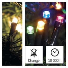 EMOS LED vianočná reťaz 2v1, 10 m, vonkajšia aj vnútorná, teplá biela/multicolor, programy