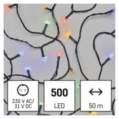 EMOS LED vianočná reťaz, 50 m, vonkajšia aj vnútorná, multicolor, časovač